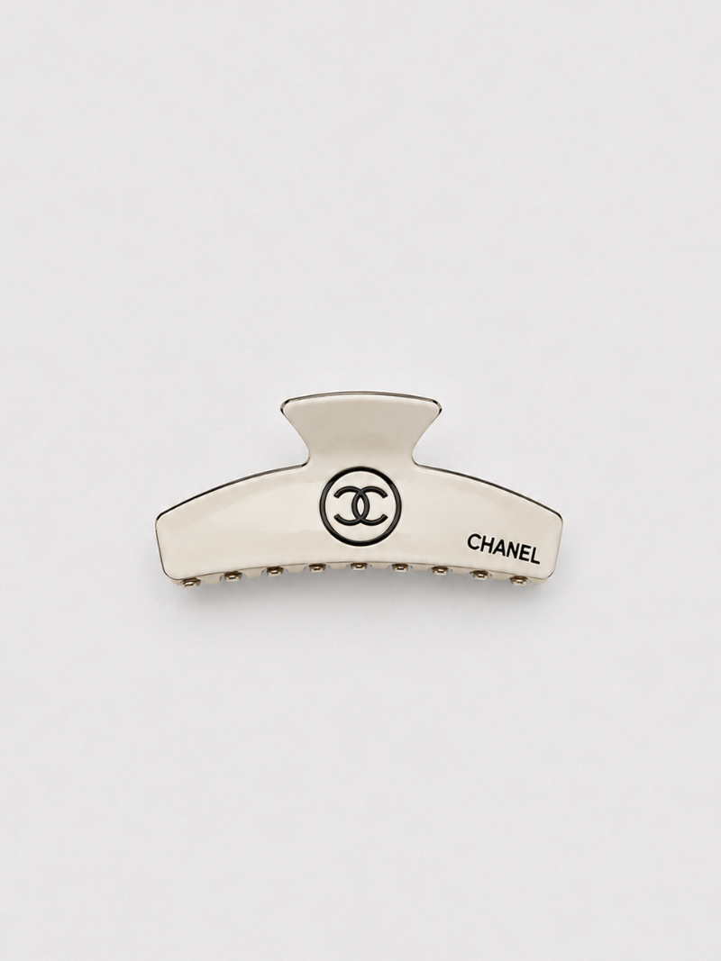 Chanel Ivory Round Logo Hair Clip