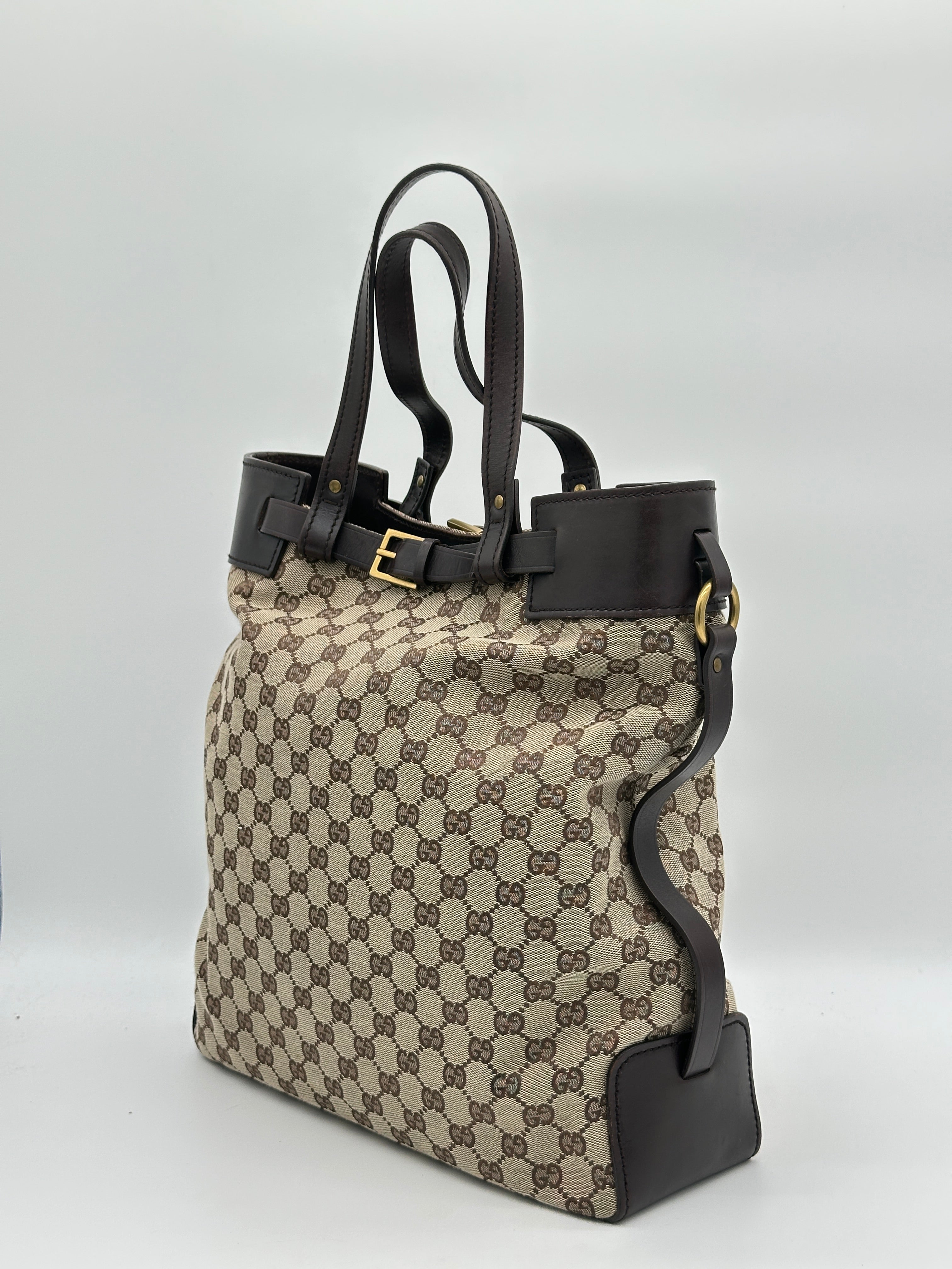 Gucci Canvas Belted Tote Bag