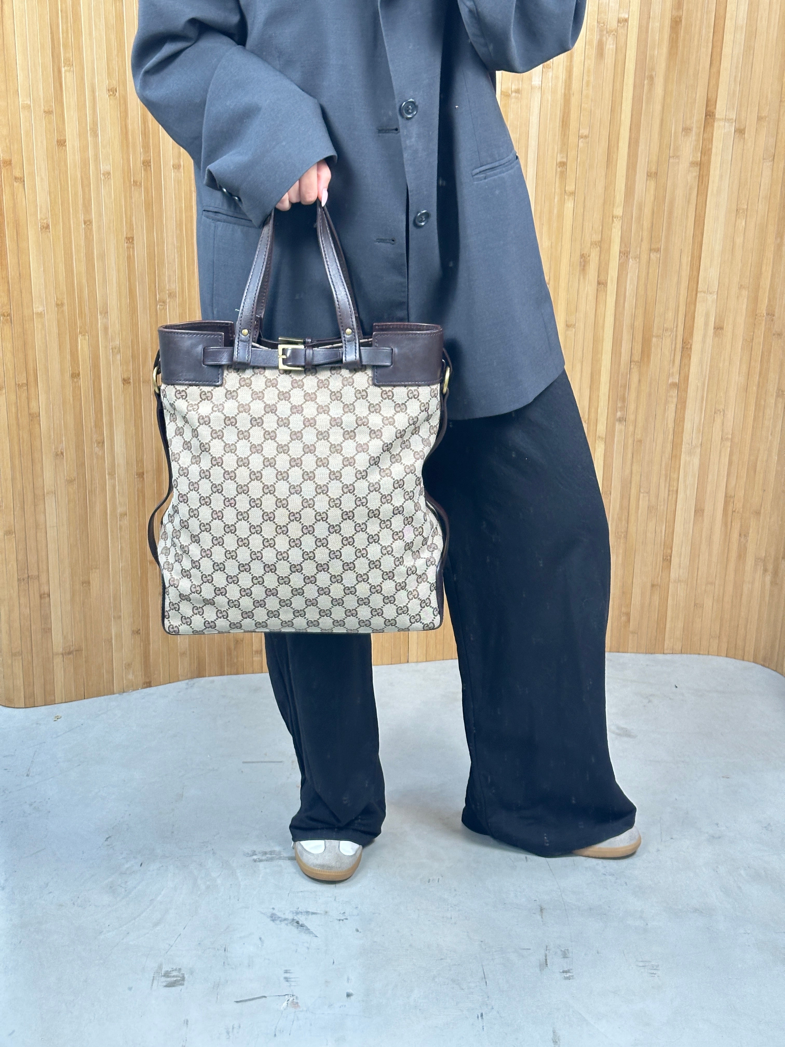 Gucci Canvas Belted Tote Bag