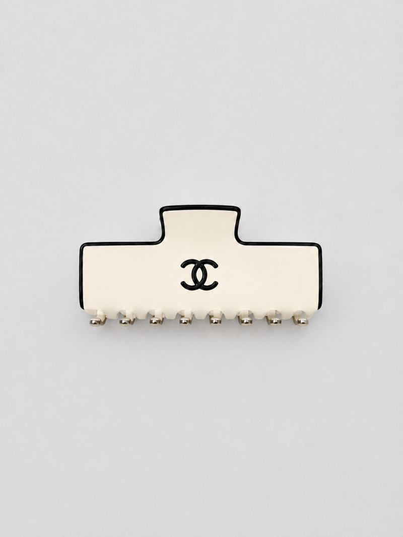 Chanel Ivory Logo Rectangular Haarklem