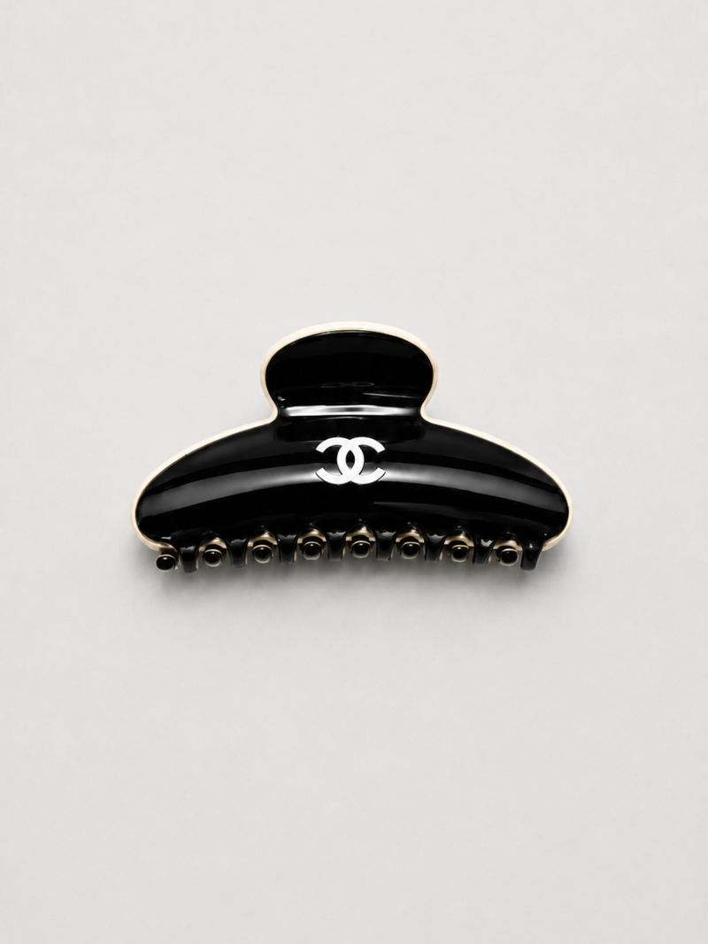 Chanel Black Logo Curved Hair Clip