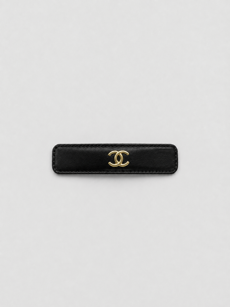 Chanel Black Leather Hair Clip