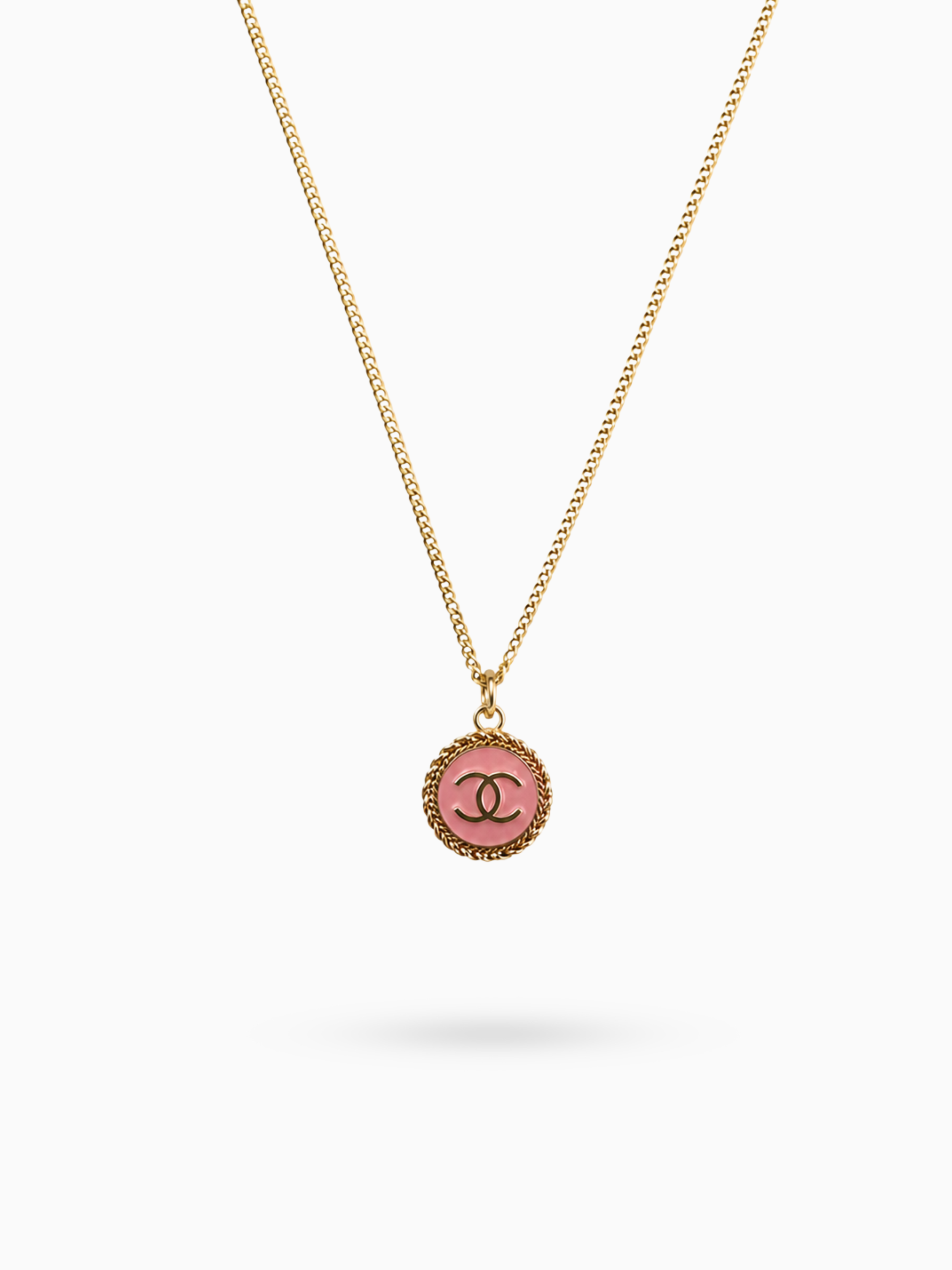 Chanel CC Coin Pink Necklace