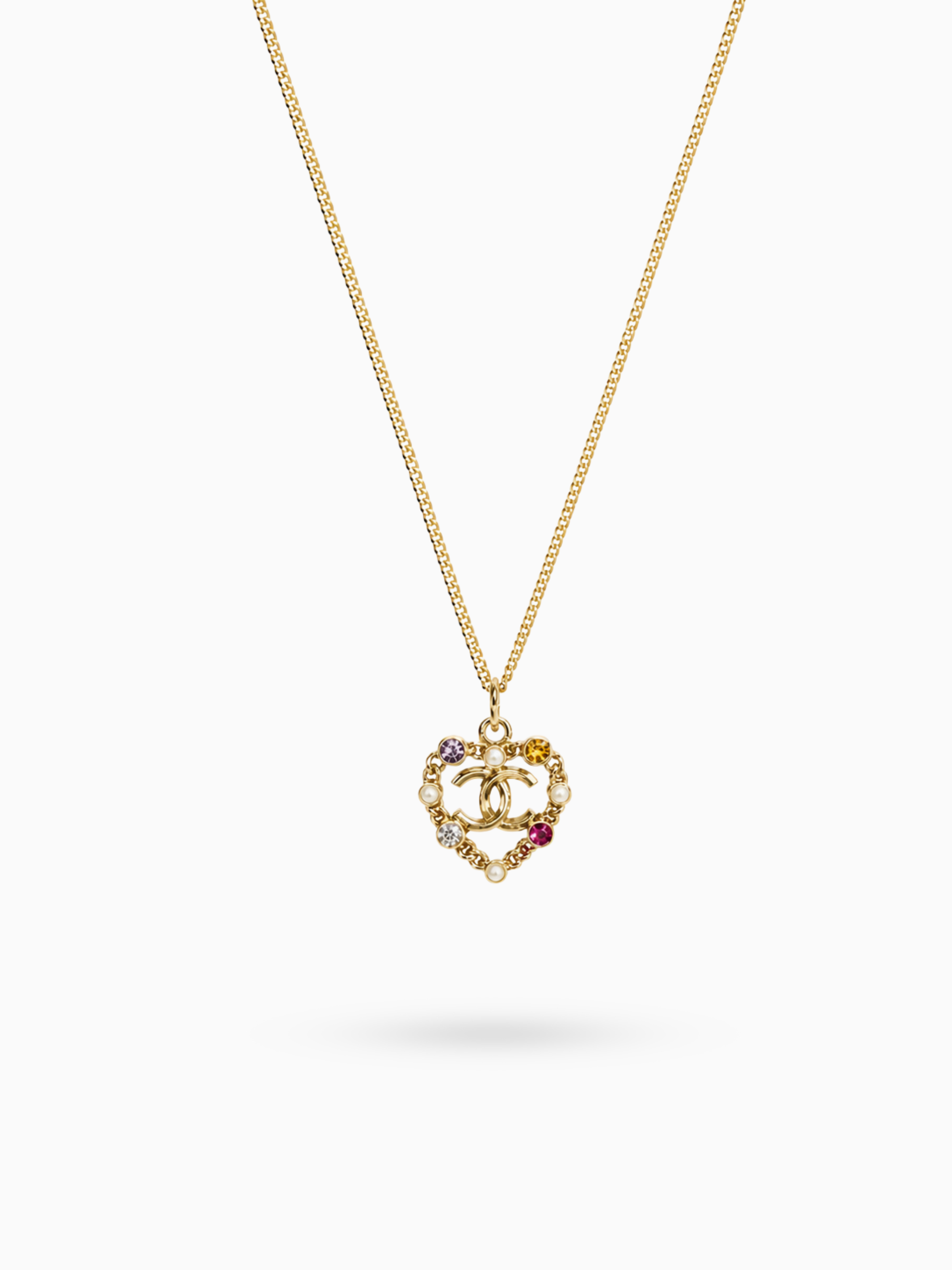 Chanel Strass Heart Necklace