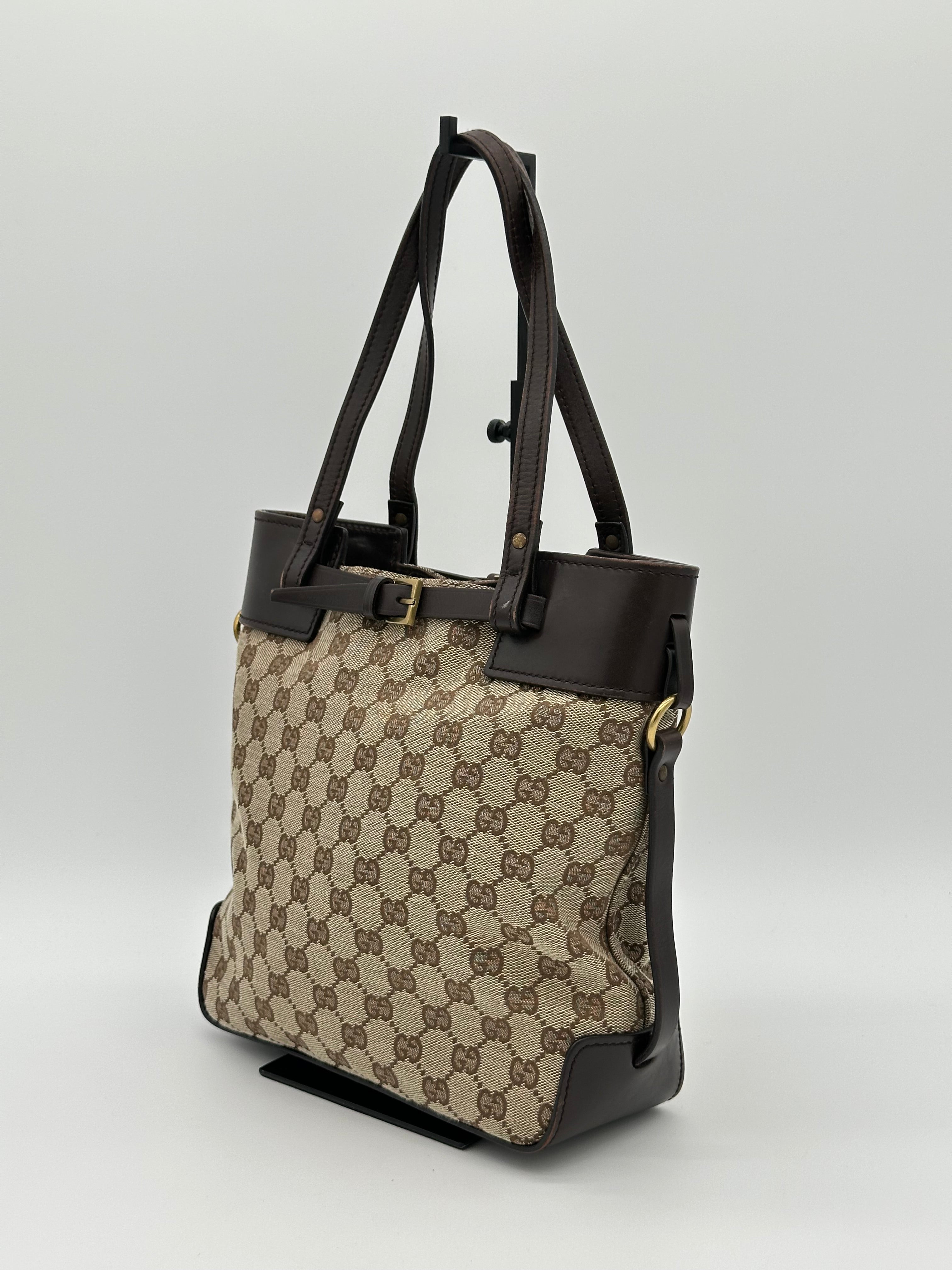 Gucci Canvas Belted Tote Bag