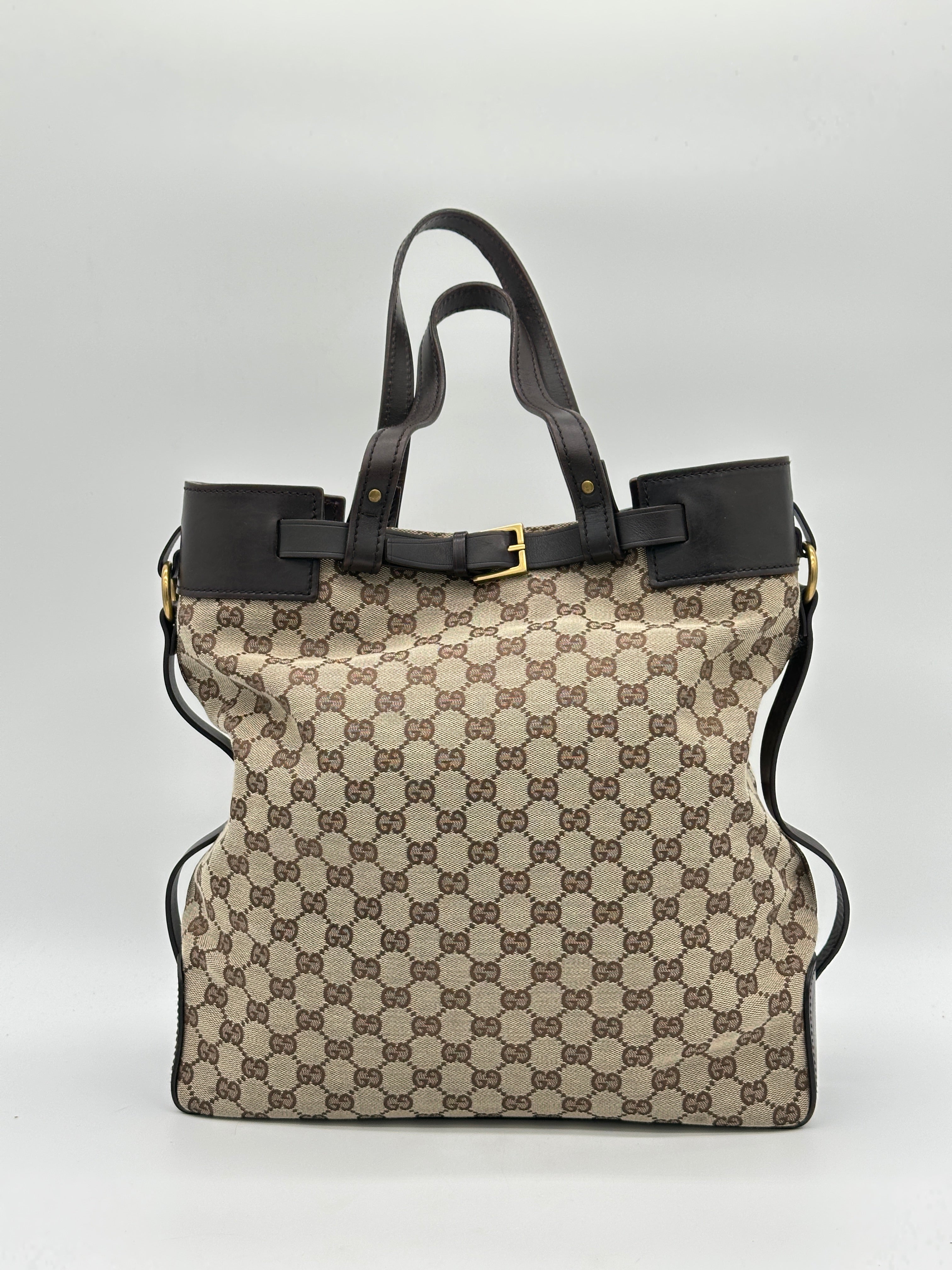 Gucci Canvas Belted Tote Bag