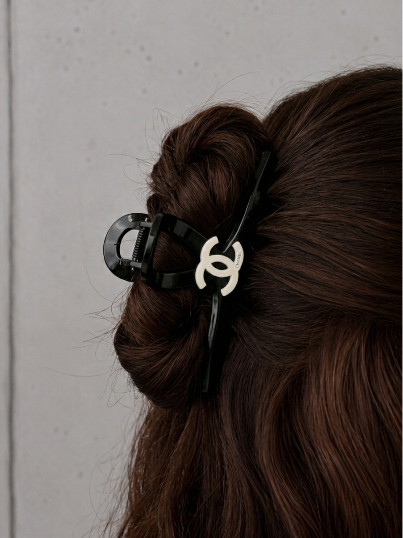 Chanel Black CC Hair Clip