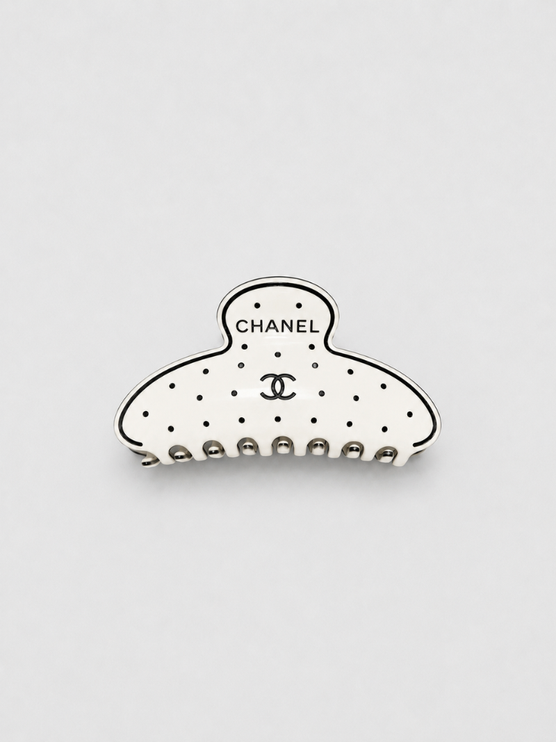 Chanel Ivory Polka Dot Hair Clip