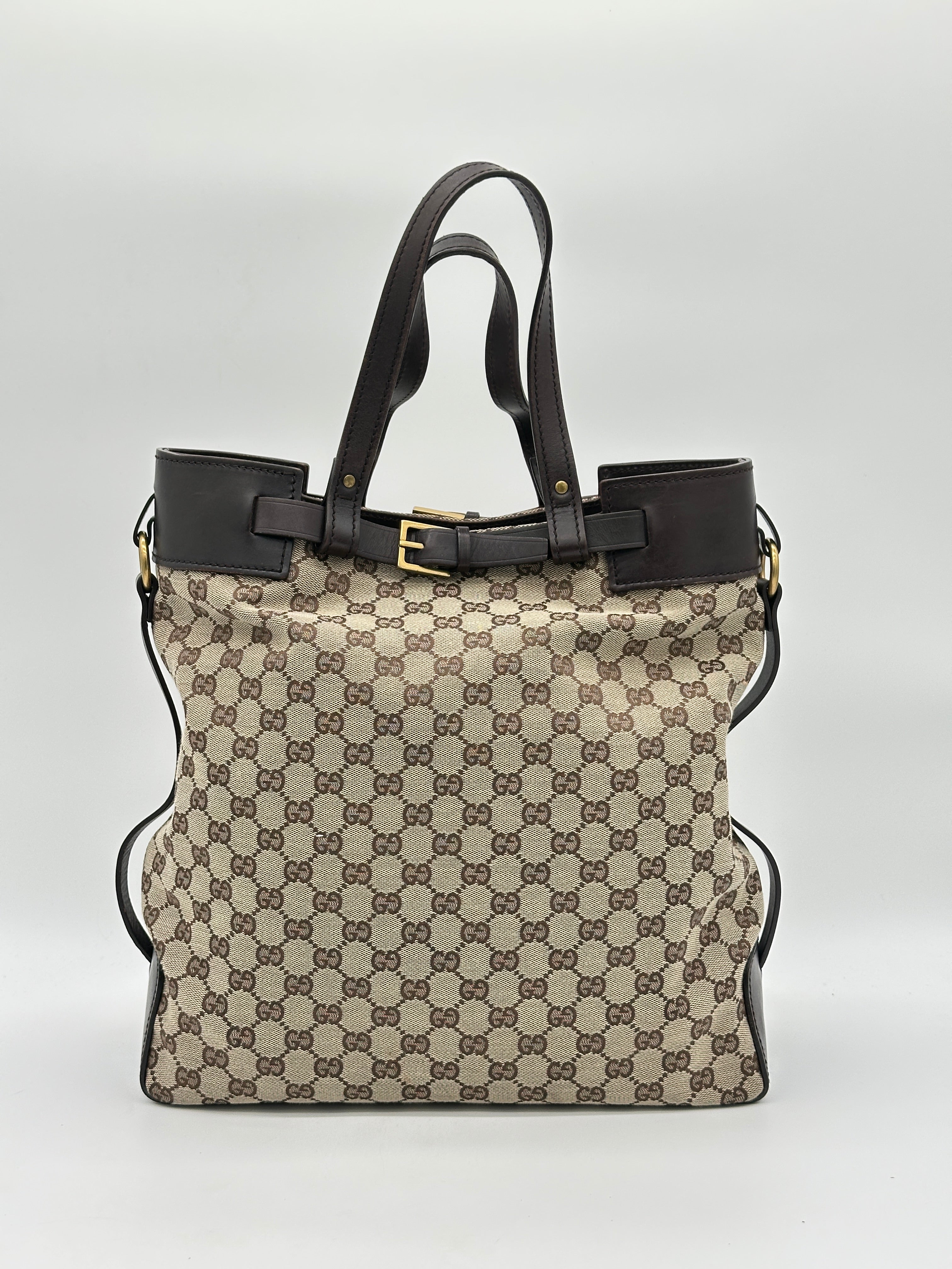 Gucci Canvas Belted Tote Bag