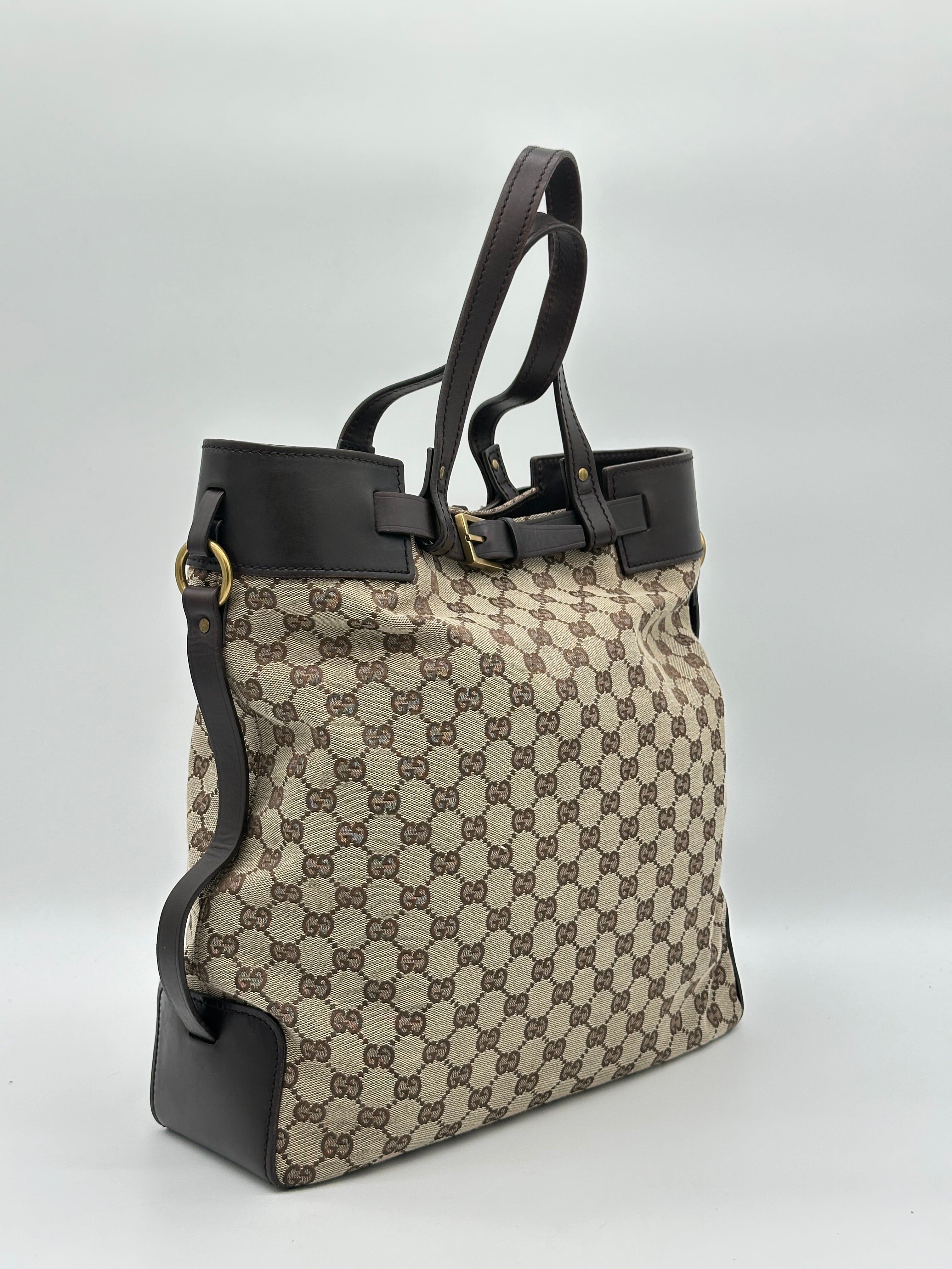 Gucci Canvas Belted Tote Bag