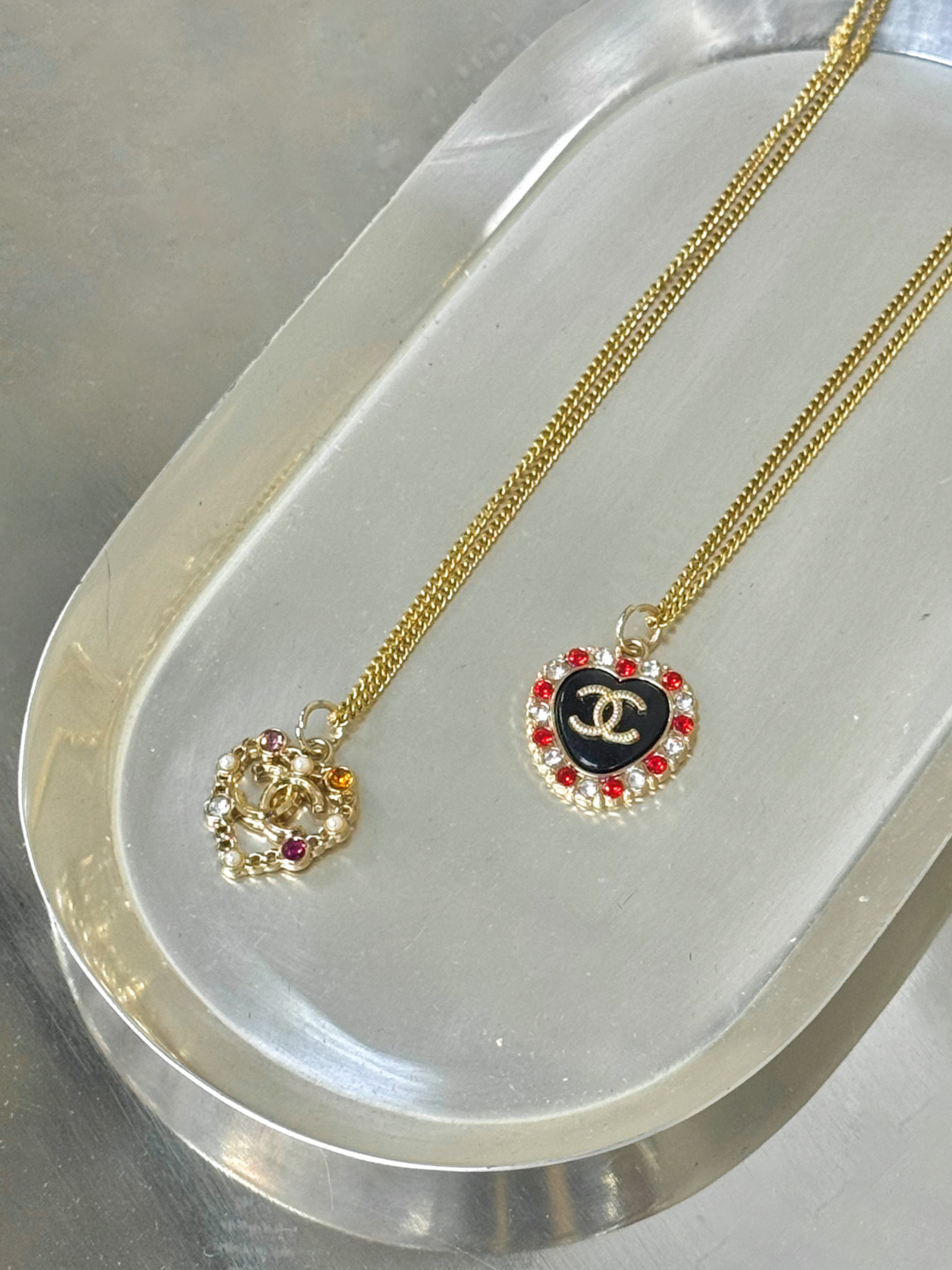 Chanel Strass Heart Necklace