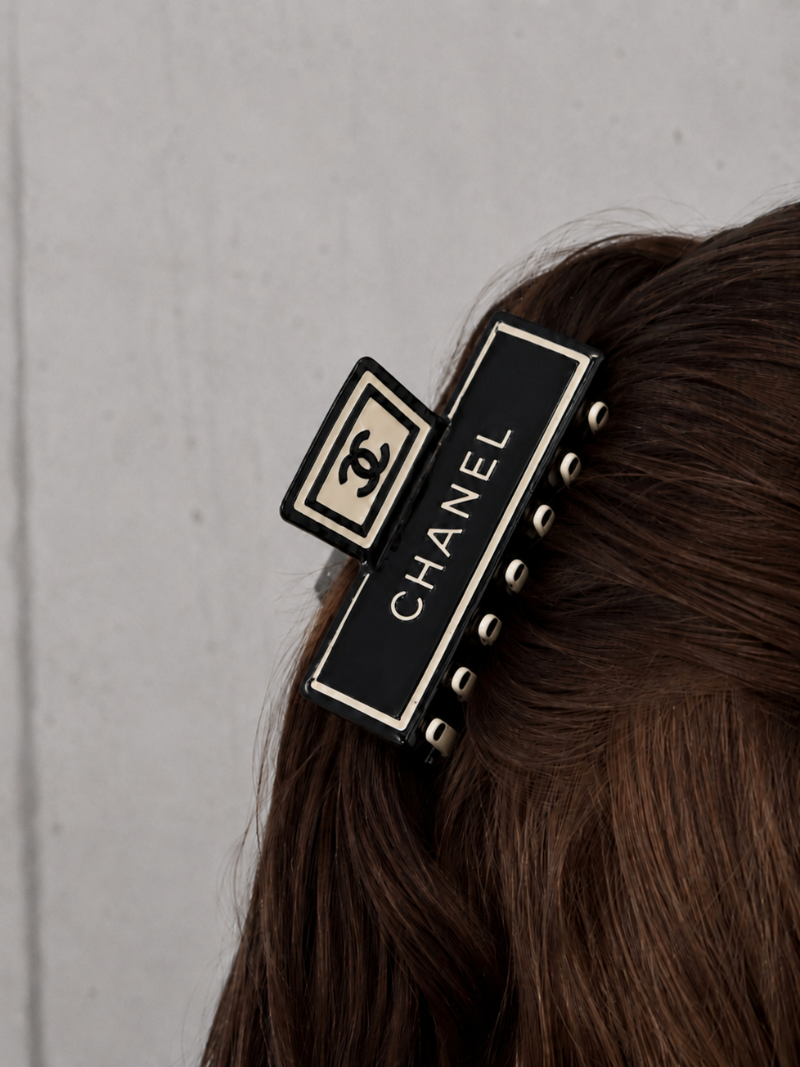 Chanel Black Rectangular Hair Clip