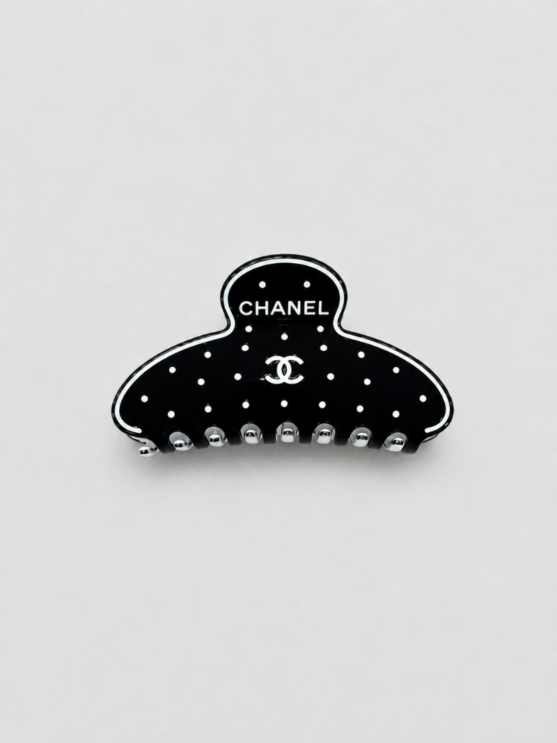 Chanel Black Polka Dot Hair Clip