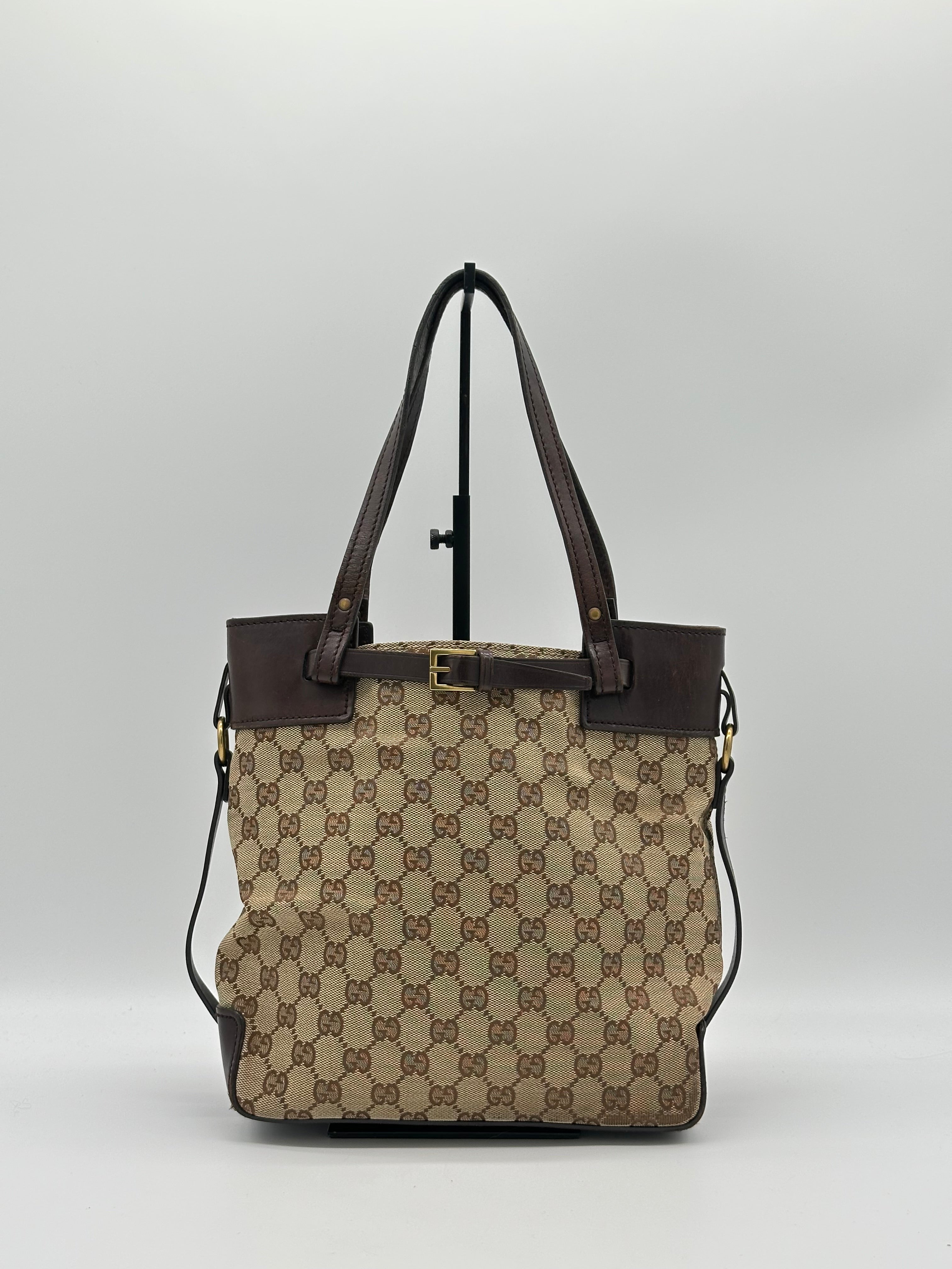 Gucci Canvas Belted Tote Bag