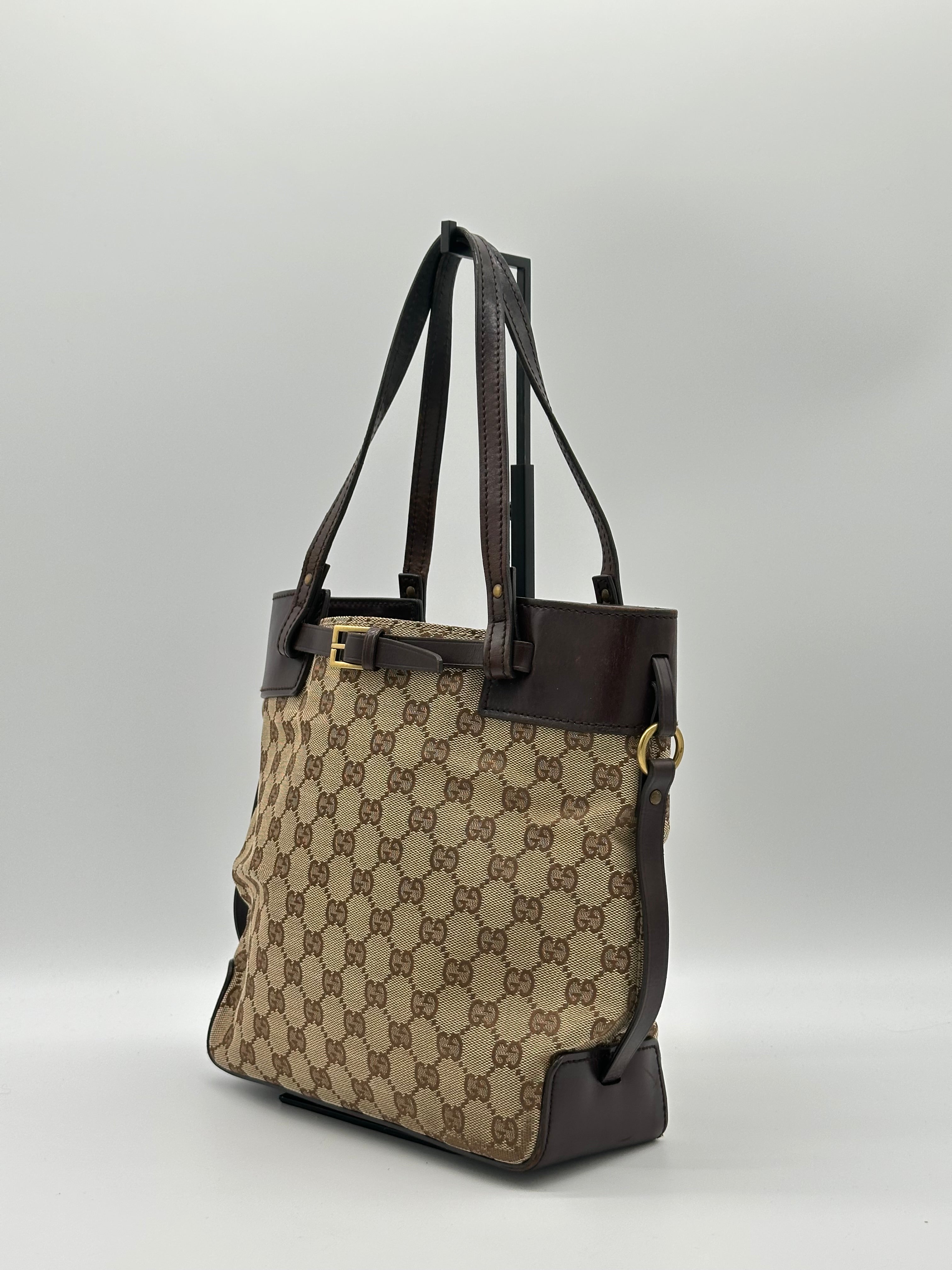 Gucci Canvas Belted Tote Bag