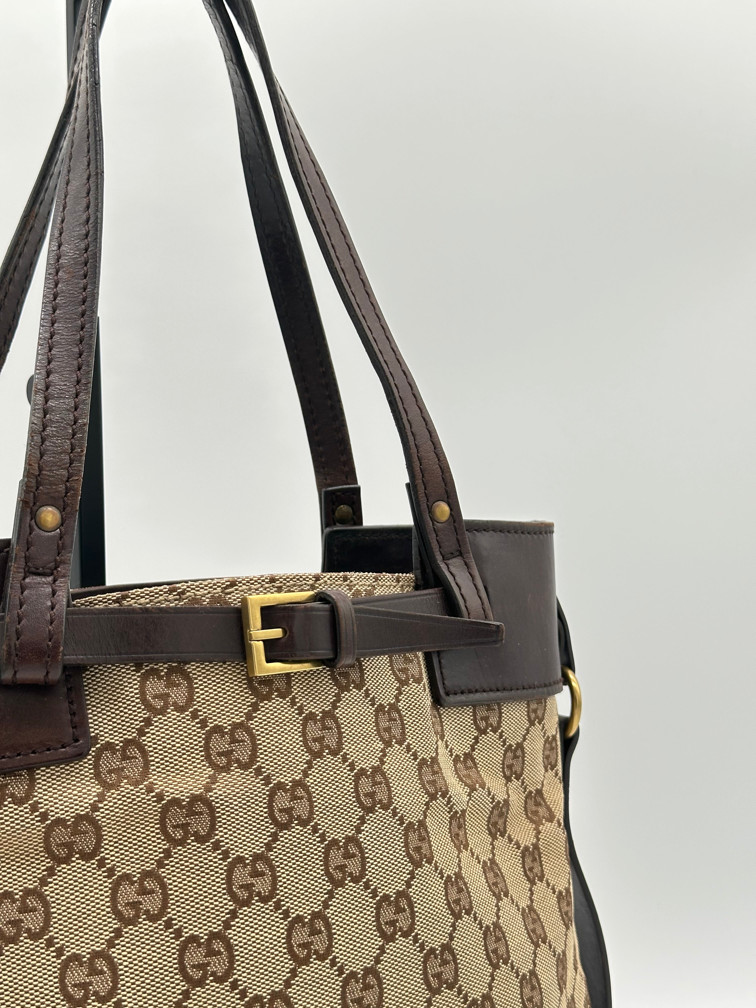 Gucci Canvas Belted Tote Bag