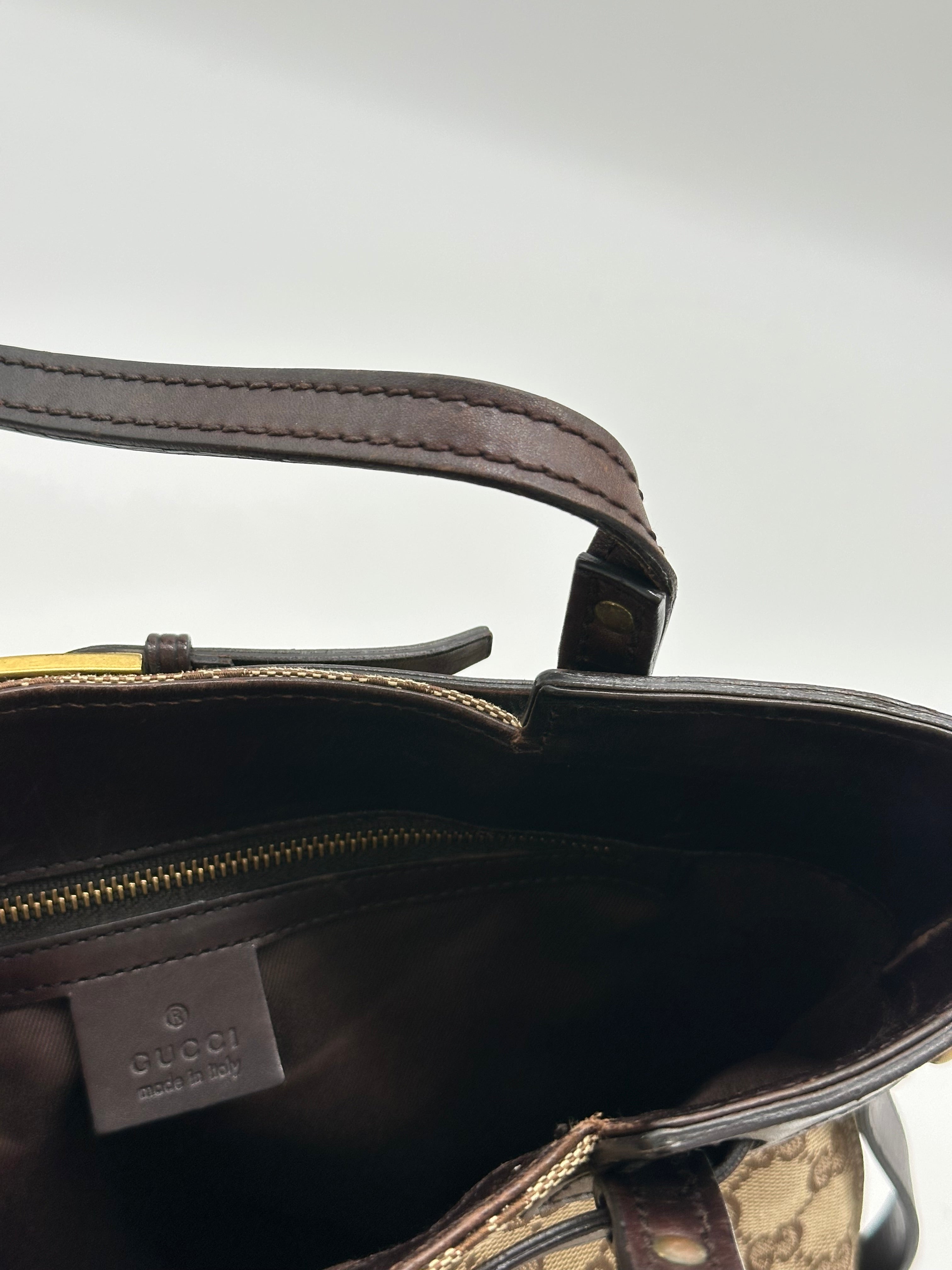 Gucci Canvas Belted Tote Bag