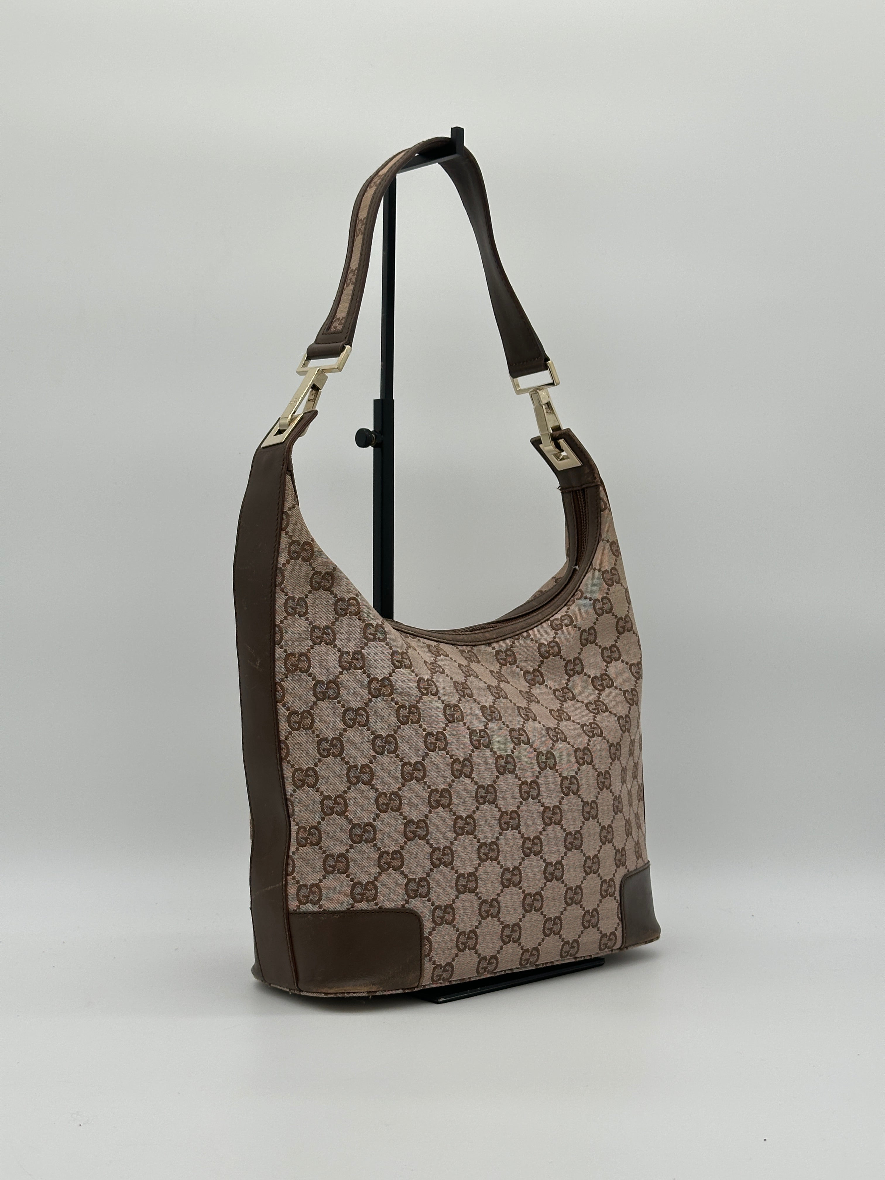 バッグ Gucci Archive GG Canvas Hobo Bag Brown Pre-loved Gucci Canvas Hobo Bag | Pepper Luxury Vintage