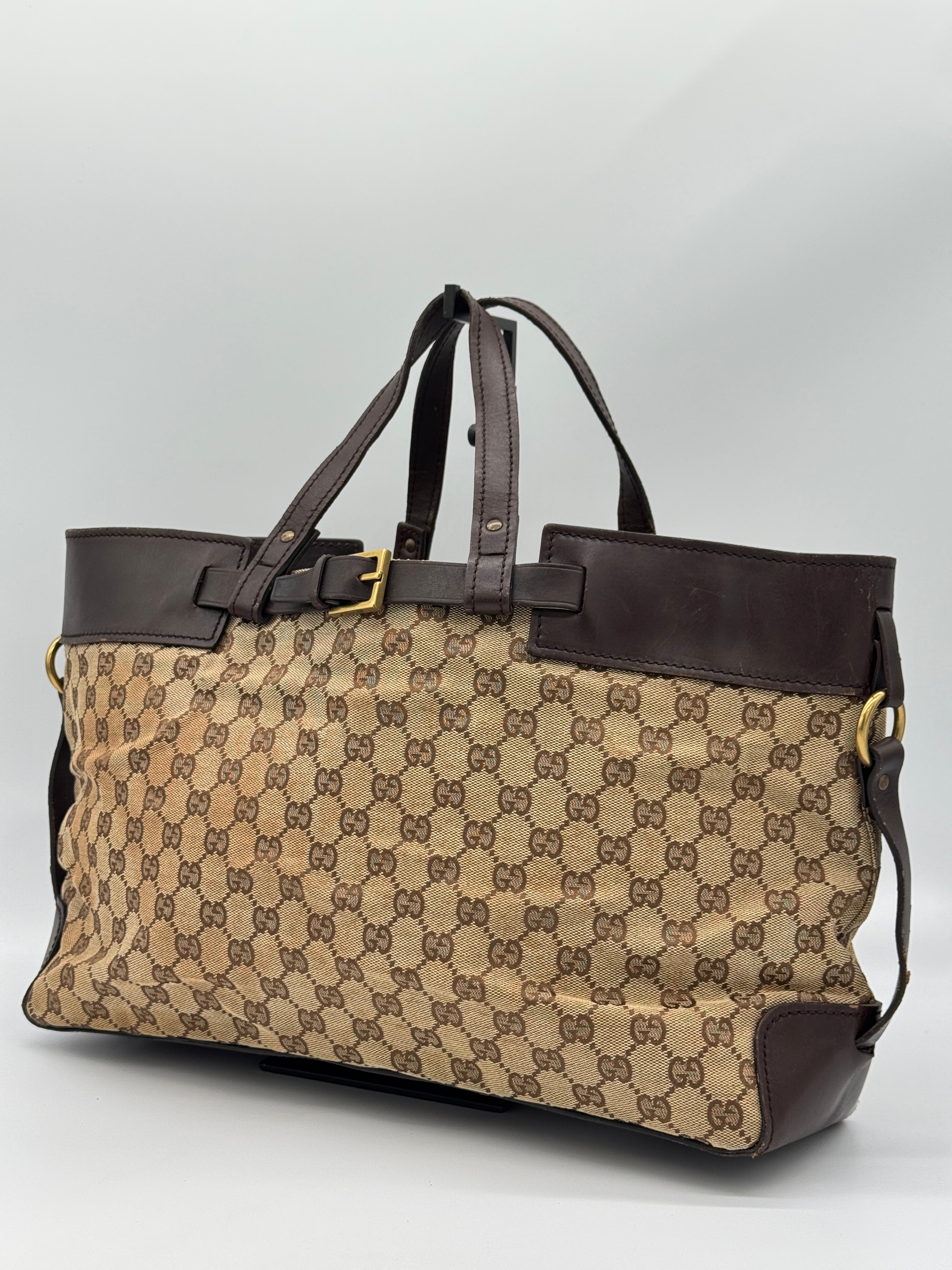 Gucci Canvas Belted Tote Bag