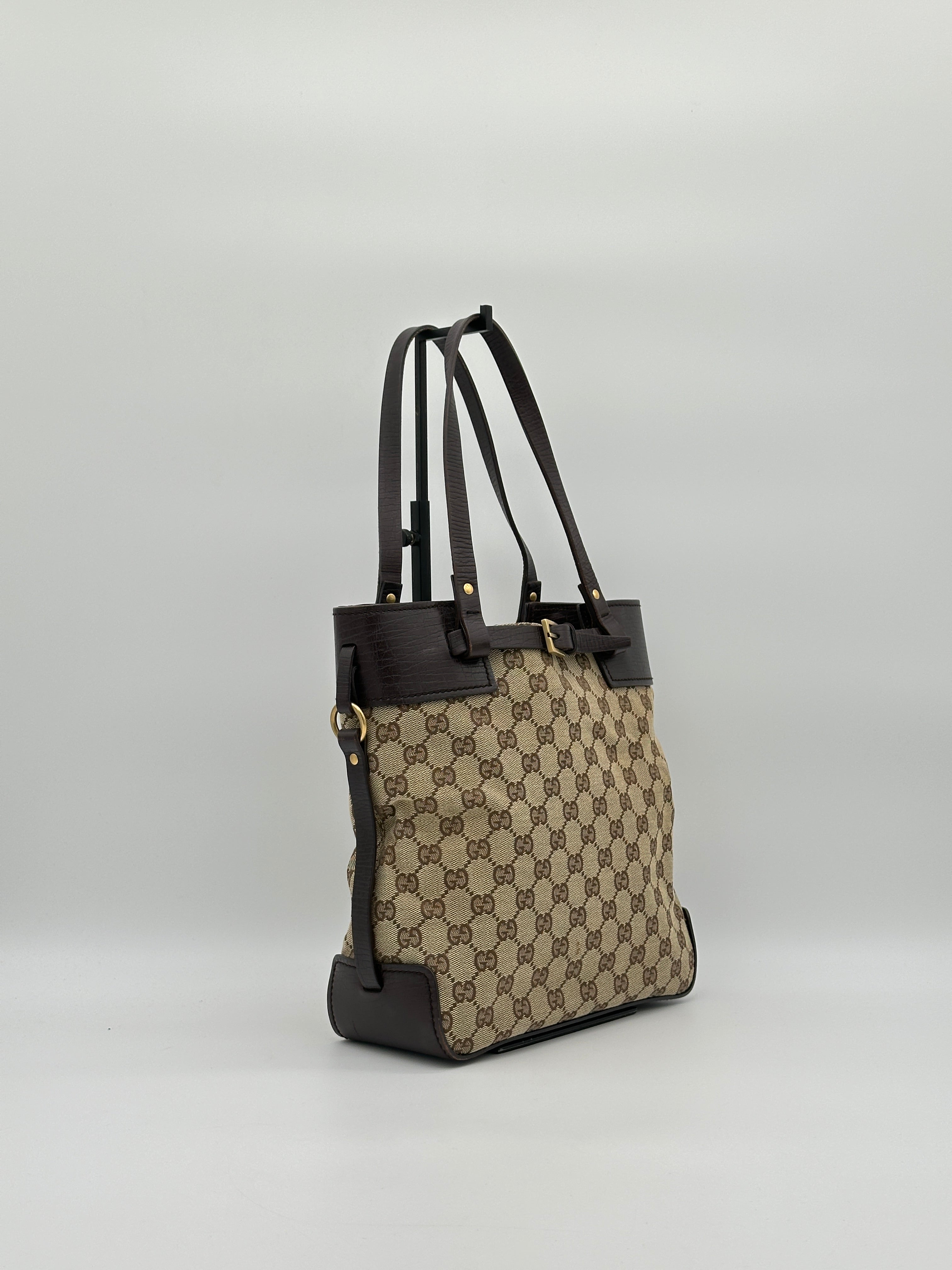 Gucci Canvas Belted Tote Bag