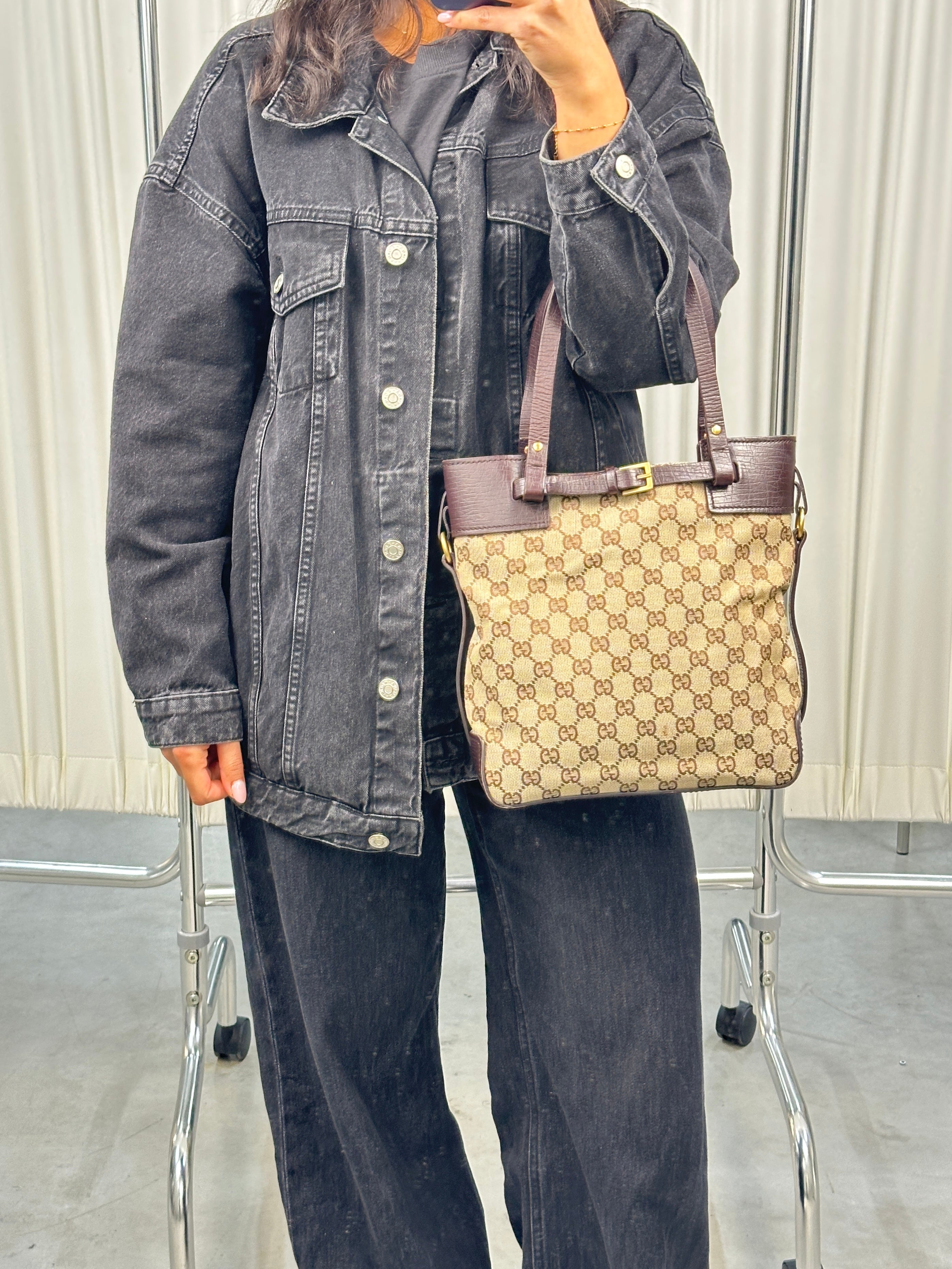 Gucci Canvas Belted Tote Bag