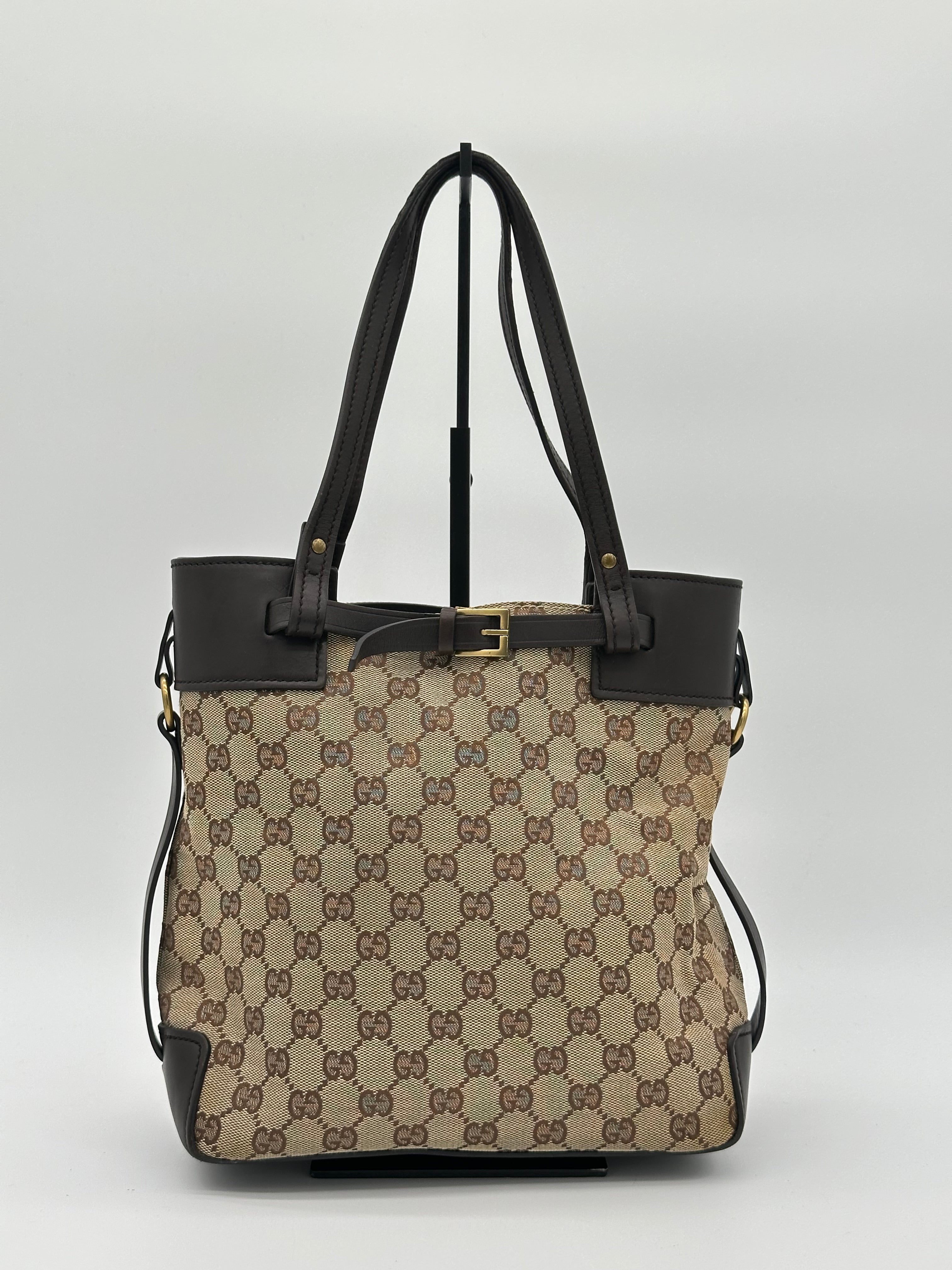 Gucci Canvas Belted Tote Bag